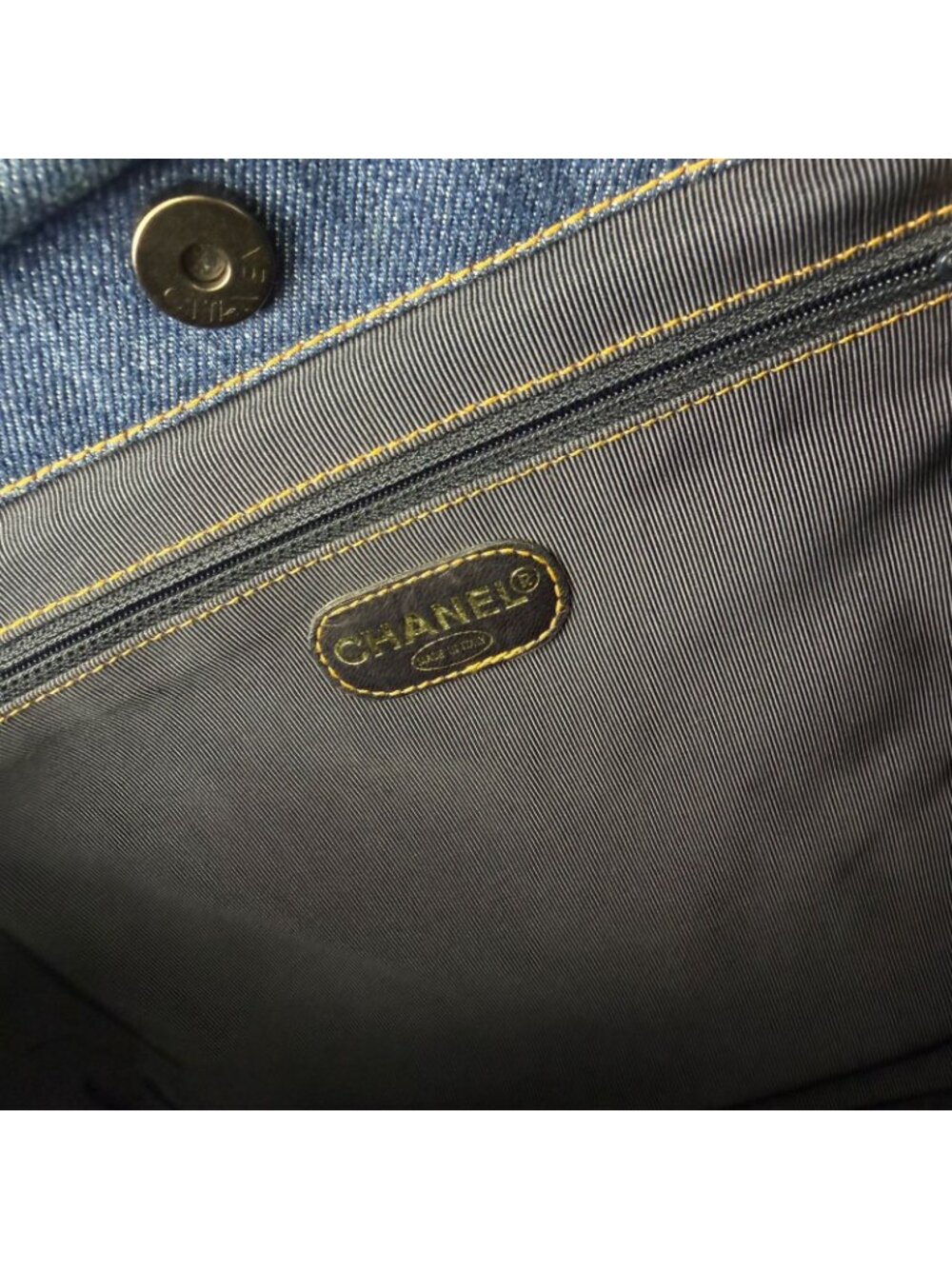 ★SOLD★ Chanel CC Logo Handbag Blue Denim Vintage - Picture 14 of 15